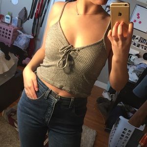 Grey Tie Front Tank Top🖤